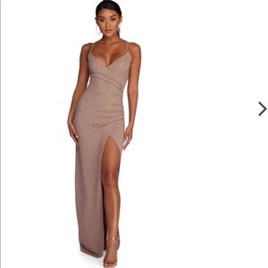 tan sparkly formal dress